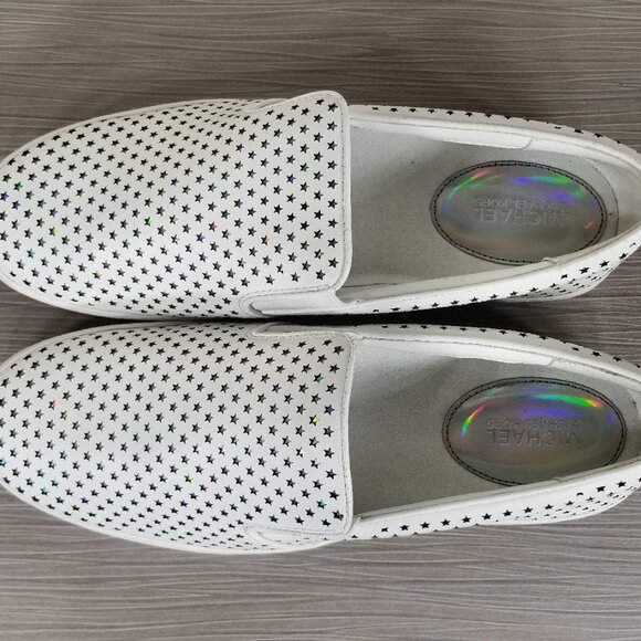 Michael Kors Perforated Star Leather Slip on shoes, White, Womens Size 10 M / 41 - Picture 10 of 12